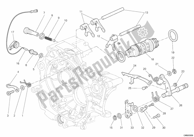 All parts for the Shift Cam - Fork of the Ducati Monster 696 ABS 2012